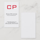 Vertikale, stylische Red White Monogram Business C Visitenkarte (Vorne/Hinten)