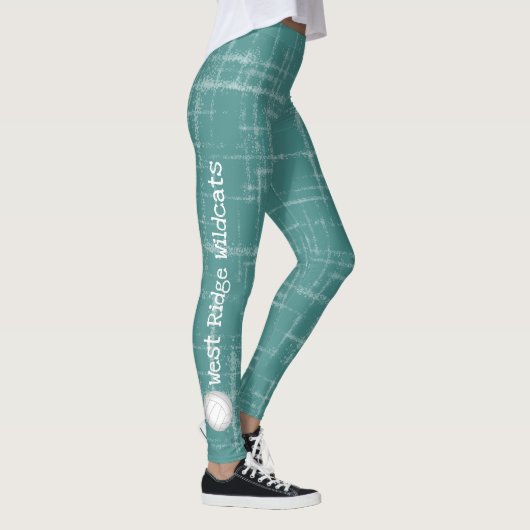 vertikale Textteams nennen die aquamarinen Legging Leggings (Rechts)
