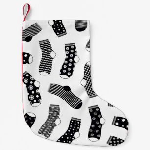 Vertikale Textur der gestreiften und polka dot soc Kleiner Weihnachtsstrumpf