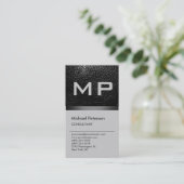 Vertikale Trendgraue Monogram-Visitenkarte Visitenkarte (Stehend Vorderseite)
