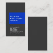 Vertikale Trendy Gray Blue Strip Business Card Visitenkarte (Vorne/Hinten)