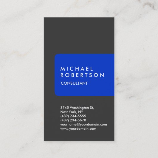 Vertikale Trendy Gray Blue Strip Business Card Visitenkarte (Vorderseite)