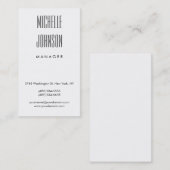 Vertikale Trendy Schwarz-weiß Gray Business Card Visitenkarte (Vorne/Hinten)