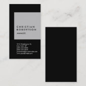 Vertikale trendy silbergraue schwarze Visitenkarte (Vorne/Hinten)