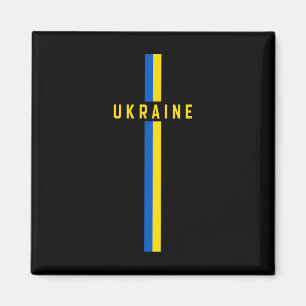 Vertikale Ukraine-Flagge mit Text „ukraine“ in Gro Magnet
