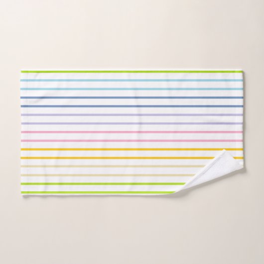 Vertikale umrissene Pastellregenbogen-Streifen Badhandtuch Set (Handtuch)