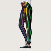 Vertikale umrissener Regenbogen Stripes Schwarzes Leggings (Links)
