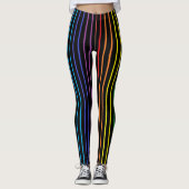 Vertikale umrissener Regenbogen Stripes Schwarzes Leggings (Vorderseite)