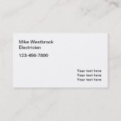 Vertikale Visitenkarten für klassische Elektrogerä Visitenkarte (Rückseite)