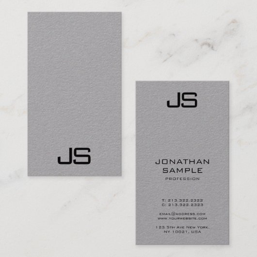 Vertikale Visitenkarten Moderne Monogramm-Vorlage Visitenkarte (Vorne/Hinten)
