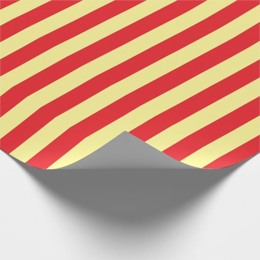 Vertikale weiche gelbe und rote Streifen Geschenkpapier (Ecke)
