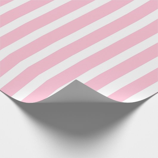 Vertikale weiche rosa und weiße Streifen Geschenkpapier (Ecke)