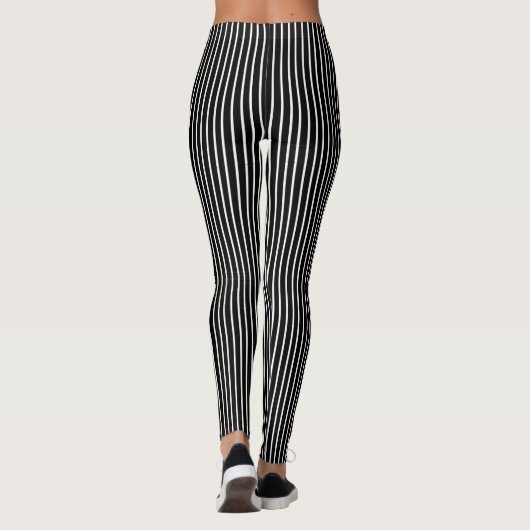vertikale, weiße und dünne Streifen Leggings (Rückseite)