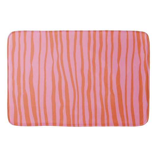 Vertikale, wellenförmige Linien - pastellorange un Badematte (Vorderseite)