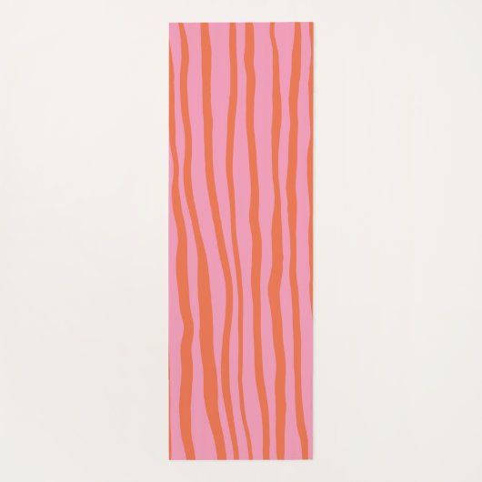 Vertikale, wellenförmige Linien - pastellorange un Yogamatte (Rückseite)
