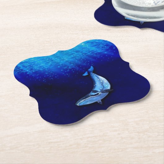 Vertikale Whale-Motion-Szene bis unten in Meeresti Untersetzer (angewinkelt)