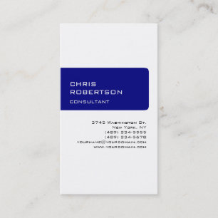 Vertikale White Navy Blue Attractive Business Card Visitenkarte