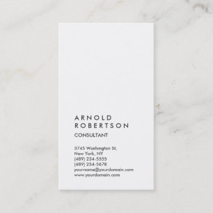 Vertikale White Trendy Consultant Business Card Visitenkarte