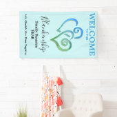 Vertikale Wiedersehen-Vorlage für verknüpfte Herze Banner (Insitu)