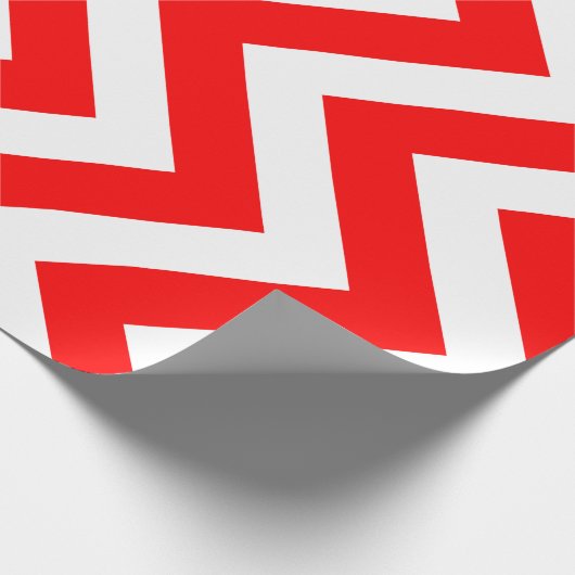 Vertikale Zickzack Streifen in Rot und Weiß Geschenkpapier (Ecke)