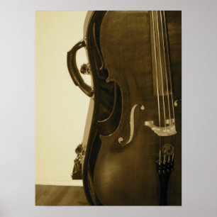 Vertikaler Druck des Sepia-Cellos Poster