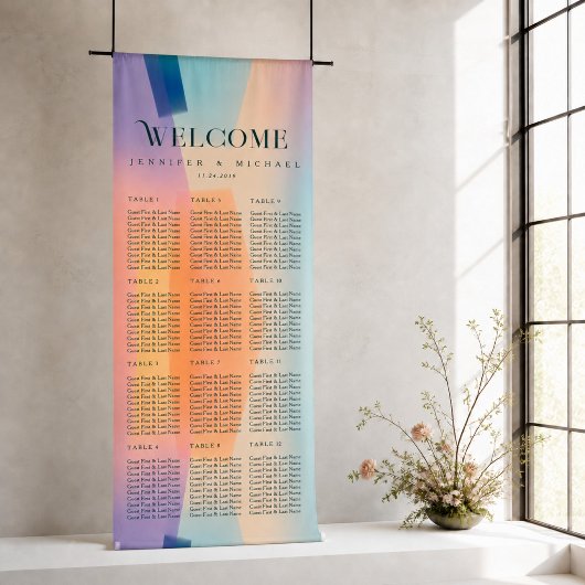 Vertikaler Farbblock-Hochzeits-Sitzplan Banner