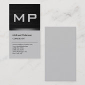 Vertikaler Holzeffekt Graue Monogramm-Visitenkarte Visitenkarte (Vorne/Hinten)
