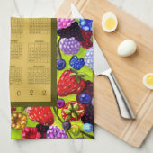 Vertikaler Kalender 2022 mit Berries Grenze Geschirrtuch (Viertel Falte)