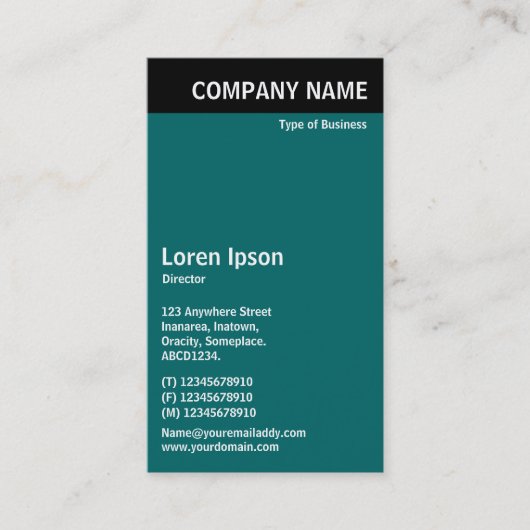 Vertikaler Kopf - Schwarz mit Aquamariner 006666 Visitenkarte (Vorderseite)