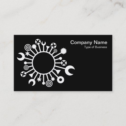 Vertikaler Kreis - Weiß auf Schwarz Visitenkarte (Vorderseite)