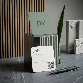 Vertikaler Minimaler Moderner QR-Code | Profession Quadratische Visitenkarte