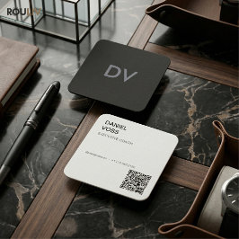 Vertikaler Minimaler Moderner QR-Code | Profession Quadratische Visitenkarte