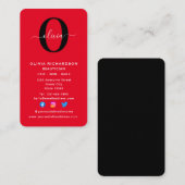 Vertikaler Name für Monogramm Skriptname Rot Schwa Visitenkarte (Vorne/Hinten)