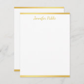 Vertikaler Name für personalisiertes Gold-Handschr Mitteilungskarte (Vorne/Hinten)