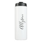 Vertikaler Name für schwarzes Skript auf Weiß Thermosbecher (Vorderseite)