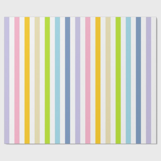 Vertikaler Pastellregenbogen und weiße Streifen Geschenkpapier (Flach)
