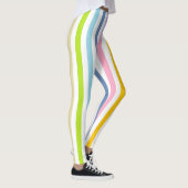 Vertikaler Pastellregenbogen und weiße Streifen Leggings (Rechts)