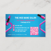 Vertikaler Pop Art Neon Pink Blue Makeup Artist Visitenkarte (Rückseite)