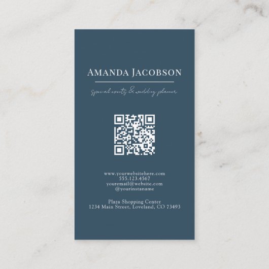 Vertikaler QR Code Blauer Blütenschlauch Beruflich Visitenkarte (Rückseite)