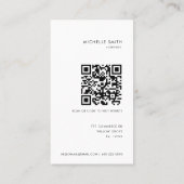 Vertikaler Qr-Code des schwarzen und weißen Grafik Visitenkarte (Rückseite)