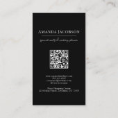 Vertikaler QR-Code Schwarze Blütenform Beruflich Visitenkarte (Rückseite)