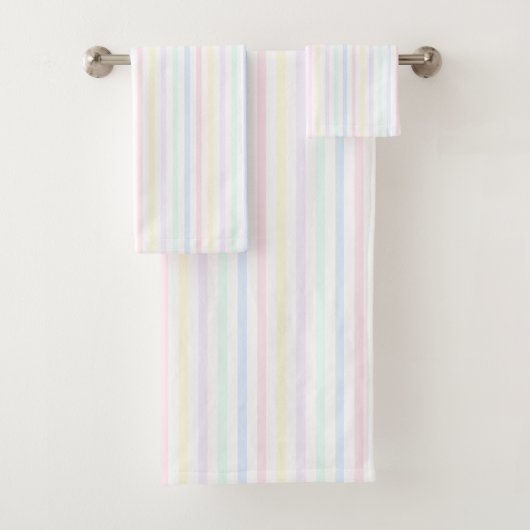 Vertikaler Regenbogen Candy Stripe Badhandtuch Set (Insitu)