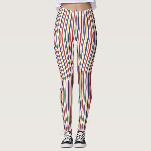 Vertikaler Regenbogen-gestreifte Leggings (Vorderseite)