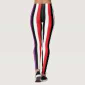 Vertikaler Regenbogen-Schwarz-weiße Streifen Leggings (Rückseite)