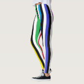 Vertikaler Regenbogen-Schwarz-weiße Streifen Leggings (Links)