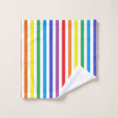 Vertikaler Regenbogen und weiße Streifen Badhandtuch Set (Waschlappen)