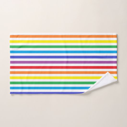 Vertikaler Regenbogen und weiße Streifen Badhandtuch Set (Handtuch)