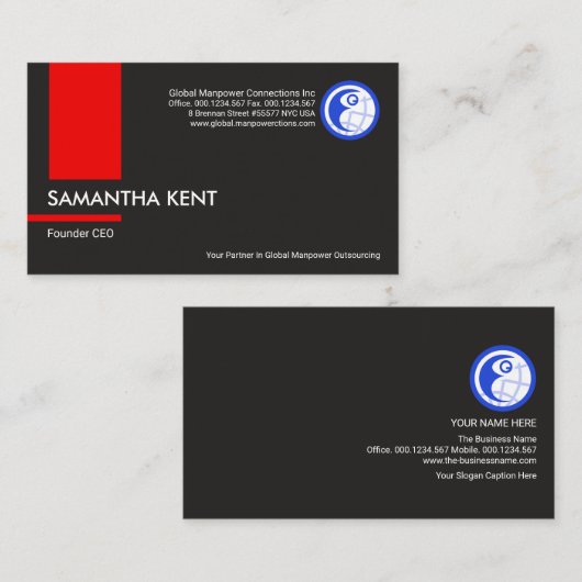 Vertikaler Rotkolonne Stripteur Visitenkarte (Vorne/Hinten)