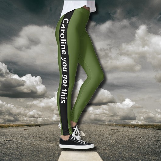Vertikaler schwarzer Streifen | Text hinzufügen |  Leggings