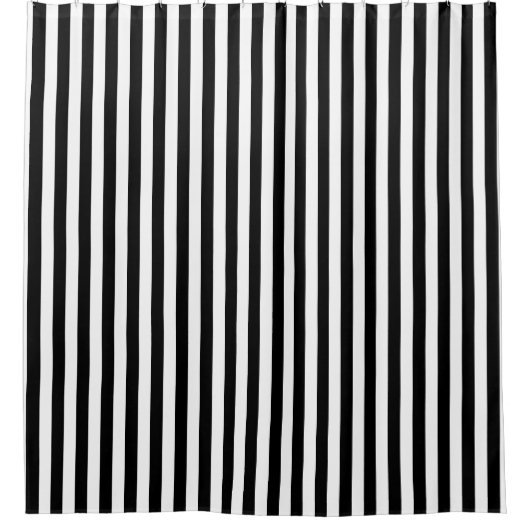 Vertikaler schwarzer und weißer Streifen Duschvorhang (Vorderseite)